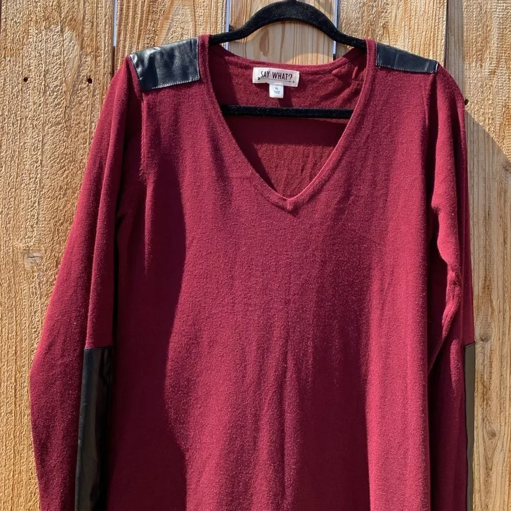 Take 50% OFF- Say What? Burgundy and Black Mini Dress, Size-XL - Picture 4 of 12